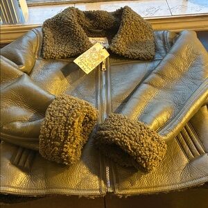 Olive Green shearling Jacket